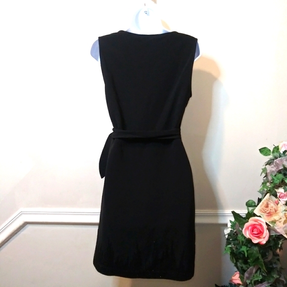 Diane Von Furstenberg Bella Black Sparkly Beaded, Surplice Bodice Cocktail Dress - Picture 10 of 16